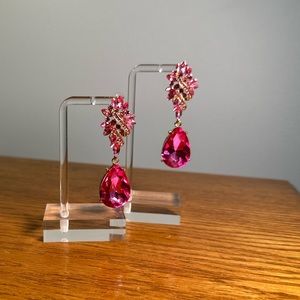 Pink rhinestone chandelier earrings